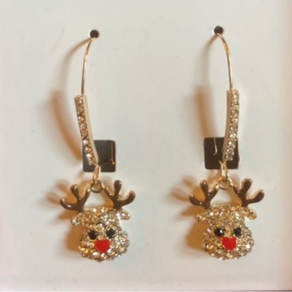 New BETSEY JOHNSON Reindeer Dangle Earrings - Picture 6 of 8